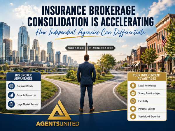 Independent insurance agency team discussing growth strategy as insurance brokerage consolidation accelerates